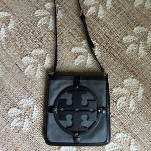 Black Crossbody Bag with Logo Design